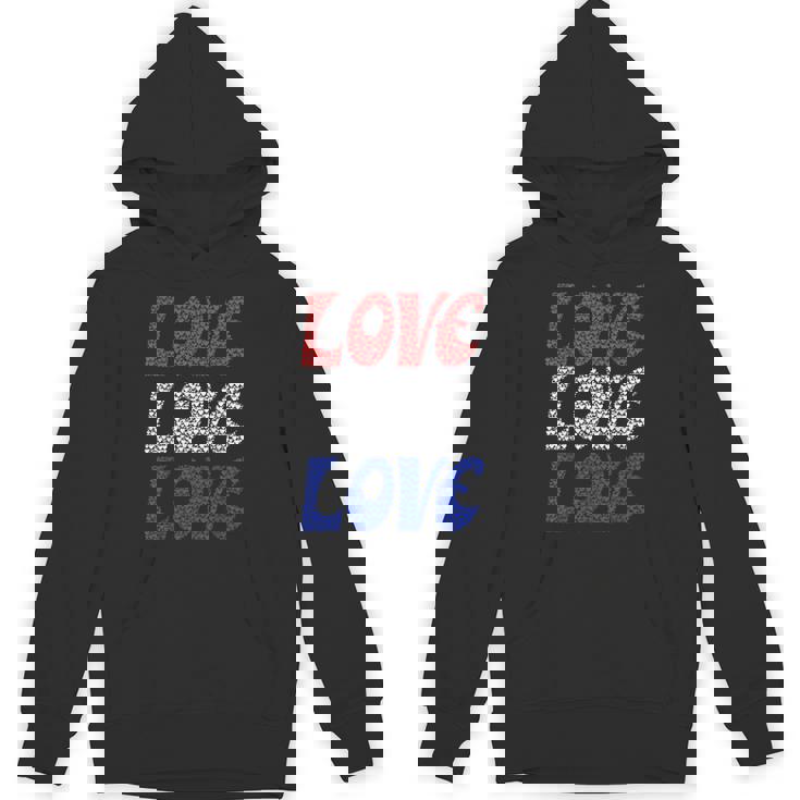 American Flag Love Positive Message Hearts Love America Hope Unisex Hoodie
