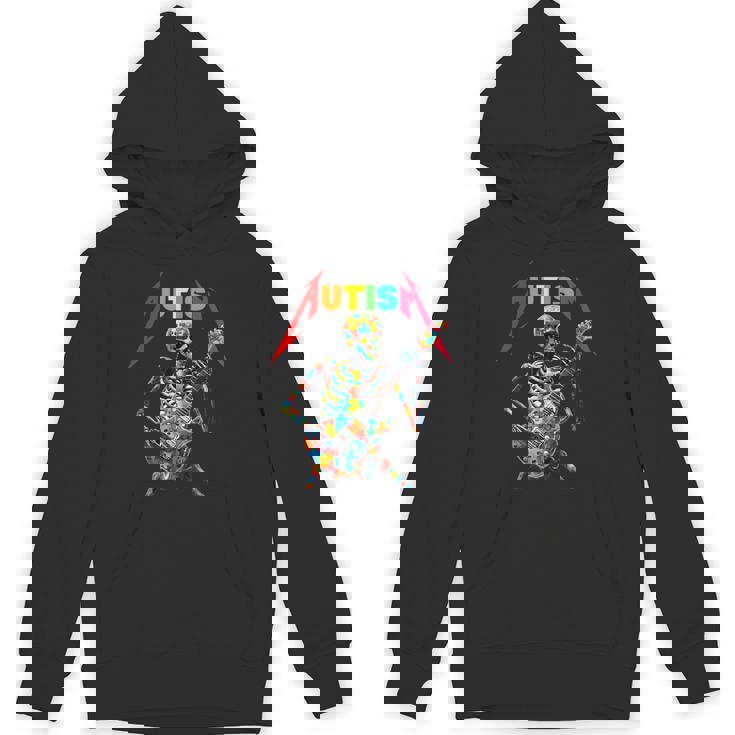 Autism Skeleton Guitar Player Rock Music Autism Awareness Hoodie