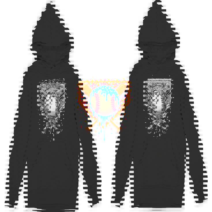 Baseball Drip Home Plate Fun Baseball Apparel For Boys Unisex Hoodie
