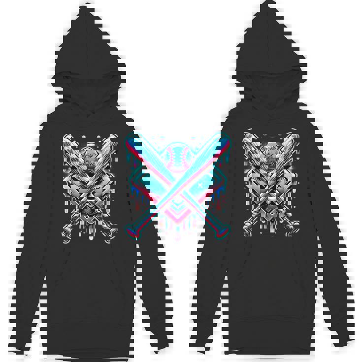 Baseball Dripping Ice Cream Drip Youth Boys Baseball Hoodie