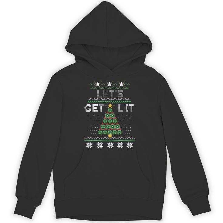 Christmas Let's Get Lit Tree Knit Ugly Sweater Unisex Hoodie