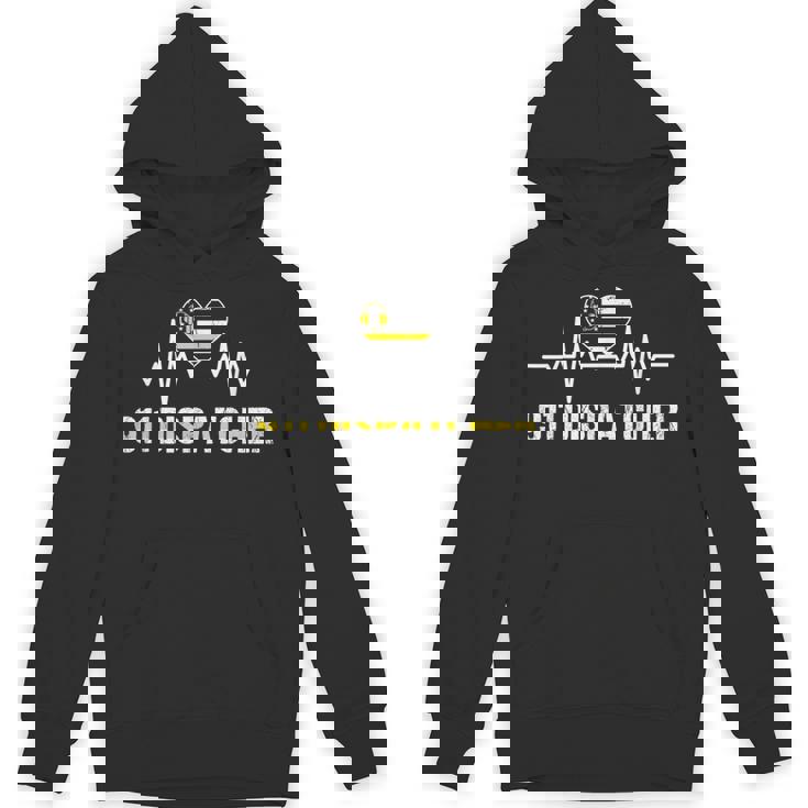 Cool 911 Vintage Usa Flag Heartbeat 911 Dispatcher Hoodie