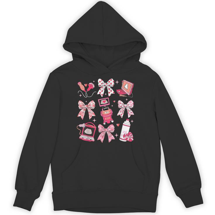 Coquette Bow Sonographer Valentine Ultrasound Tech Ob Tech Hoodie