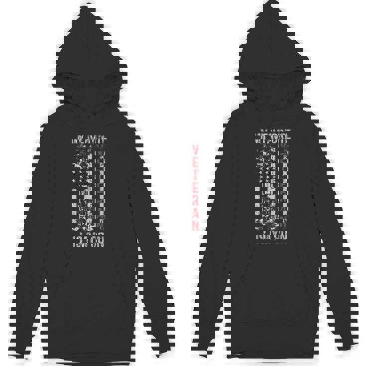 My Favorite Veteran Is My Son Us Flag Retro Veteran Day Hoodie