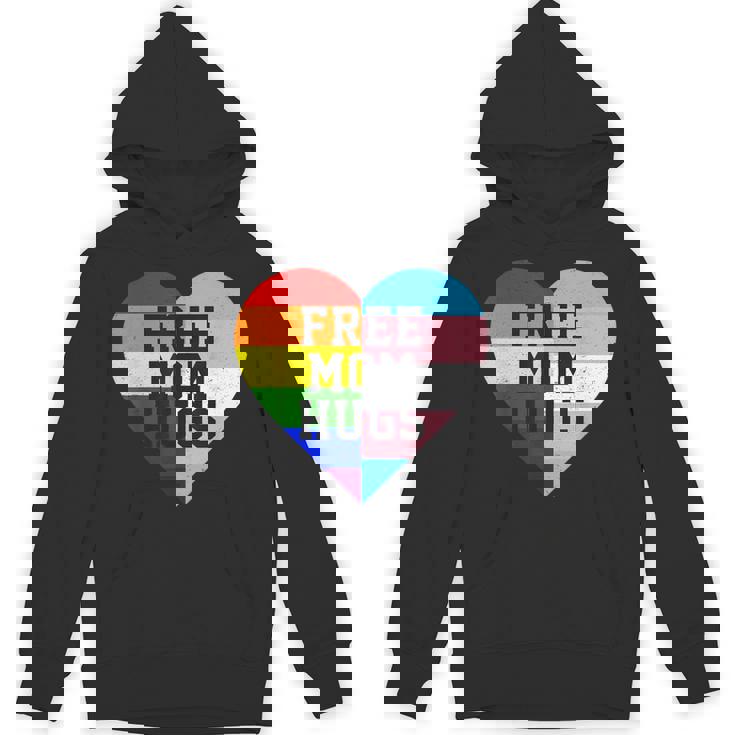 Free Mom Hugs Rainbow LGBT Gay Pride Transgender Flag Heart Unisex Hoodie