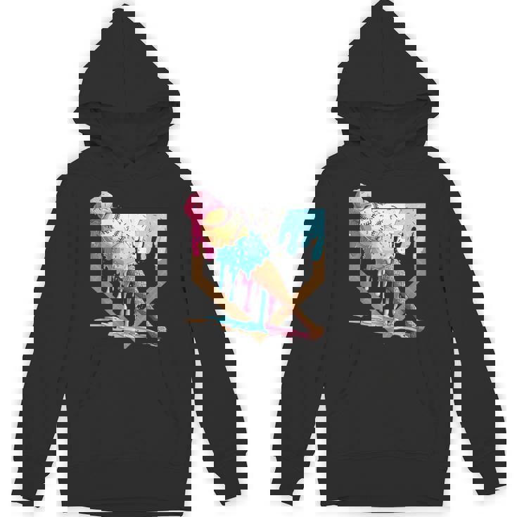 Baseball Ice Cream Dripping Baseball Home Plate Drip Hoodie
