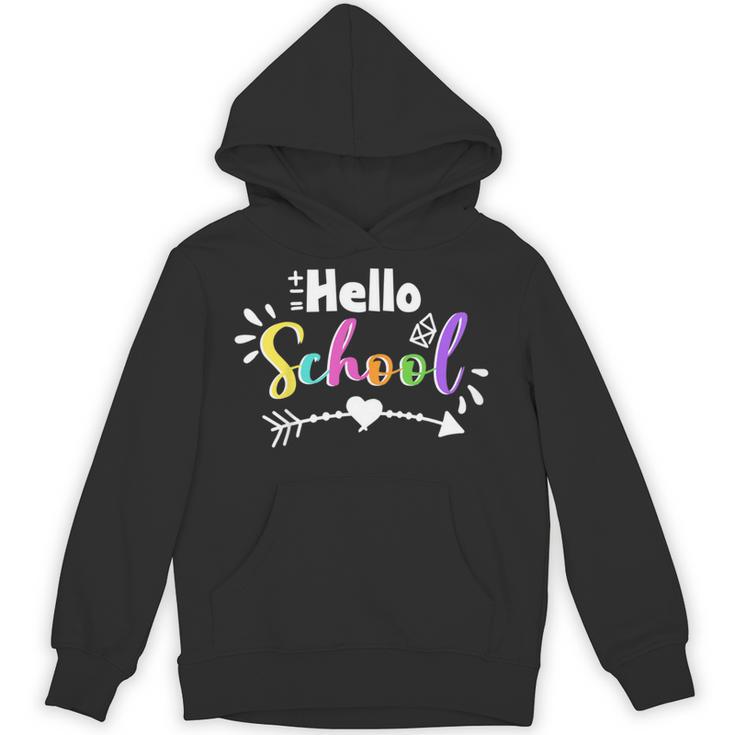 Kids Hello School Heart Arrow Back To School Student Teacher Unisex Hoodie