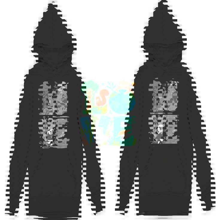 Love Earth Day Planet 2025 Anniversary Environmental Animals Hoodie