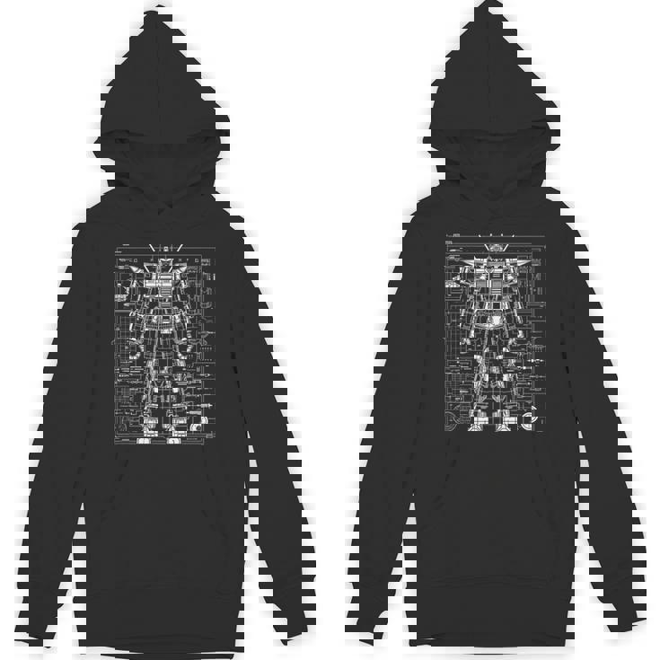 Mech Warrior Blueprint Shirt Mighty Tech Robot Fighter Unisex Hoodie