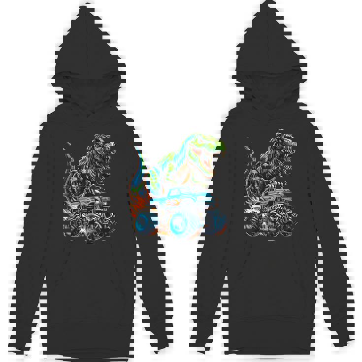 Monster Truck Boy Dinosaur Birthday Party Monster Truck Hoodie