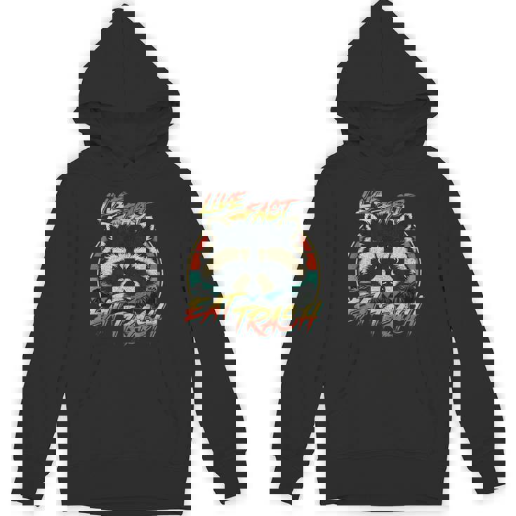 Retro Raccoon Hoodie - Live Fast Eat Trash - Unisex Casual Wear