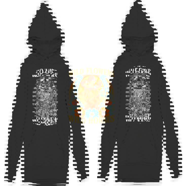 Retro Southern Sunset Cowgirl Wild Flowers Wild Horses Hoodie