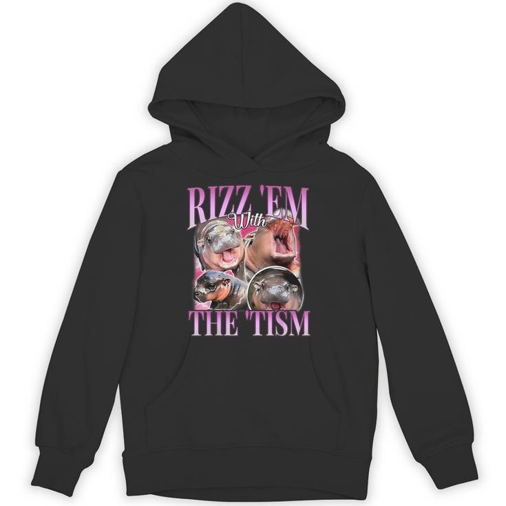 Rizz Em With The Tism Meme Moo Deng Hoodie