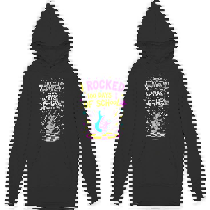 I Rocked 100 Days Of School Celebration 100Th Rock Guitar Hoodie