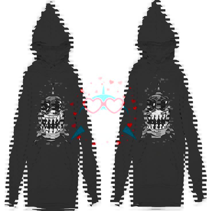 Shark Valentine Sunglasses Heart Cute Lovers Unisex Hoodie