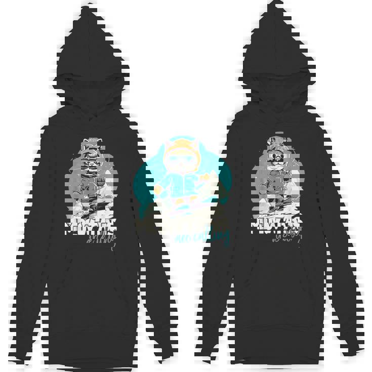 Skiing Cat Winter Sports Adventure Downhill Fun Hoodie