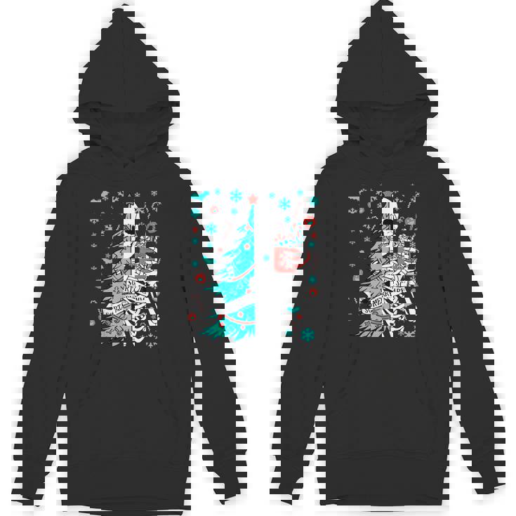 Sorta Merry Sorta Scary Christmas Skeleton Tree Santa Unisex Hoodie