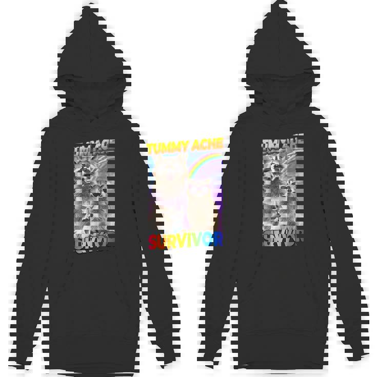 Tummy Ache Survivor Raccoon Unisex Hoodie - Small Cozy Comfort