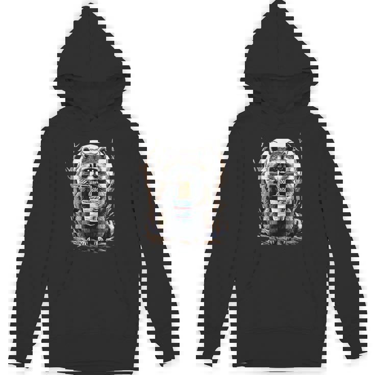 Unisex Hoodie with Raccoon Noodle Cup Design – Fun & Cozy