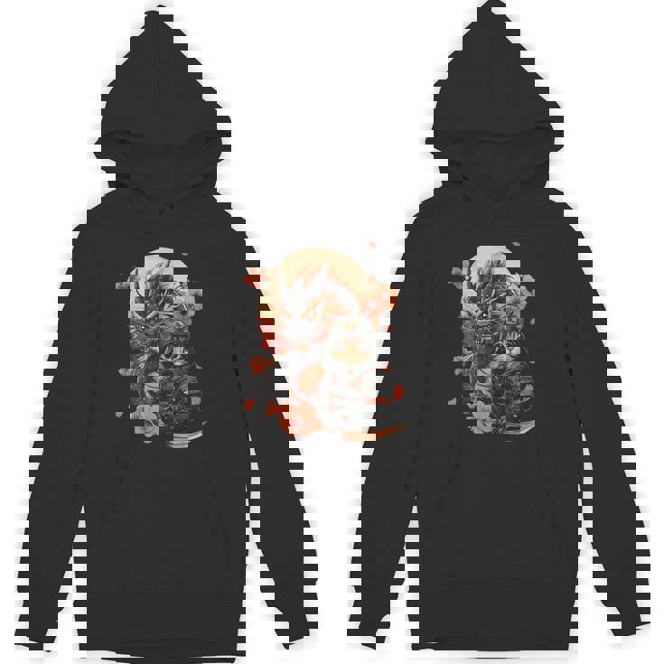 Vintage Japanese Samurai Ninja Cat Tattoo Kawaii Hoodie