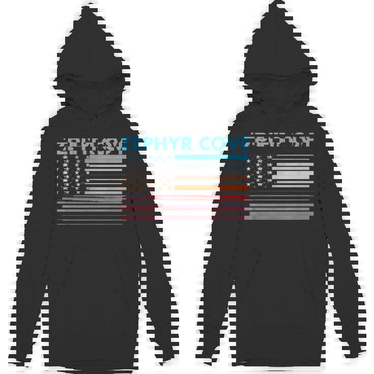 Vintage Sunset American Flag Zephyr Cove Nevada Unisex Hoodie