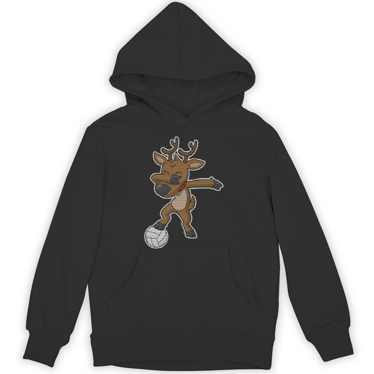 Volleyball Dabbing Reindeer Christmas Knit Pattern Dab Premium Unisex Hoodie
