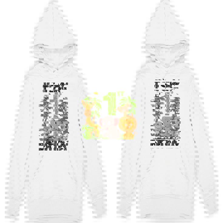 Kids It's My 1st Birthday Zoo Safari Jungle Animals Theme Unisex Hoodie
