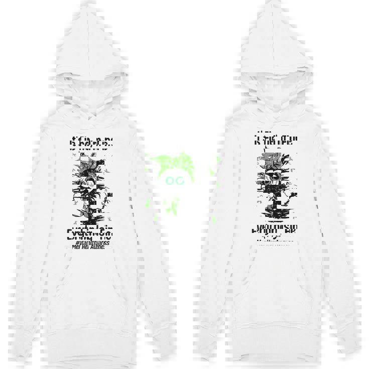 Mental Health Warrior Awareness Black Cat Brain Illness Hoodie