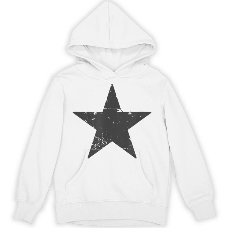 Retro Dark Grey Star Distressed Vintage Minimalist Hipster Hoodie