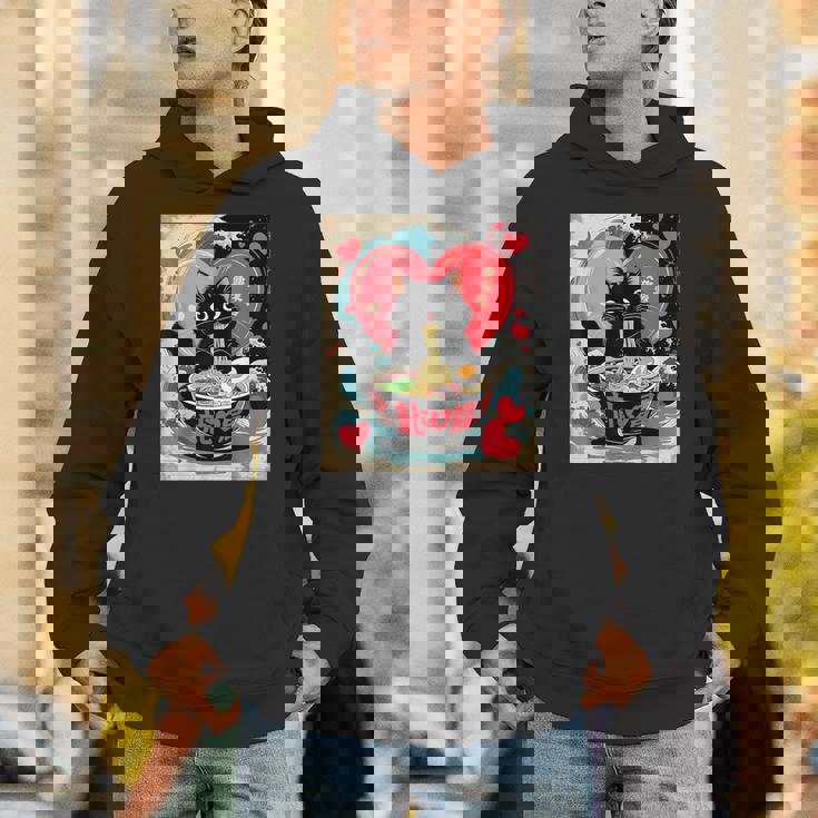 Cat Ramen Kawaii Cat Graphic Anime Valentines Day Hoodie