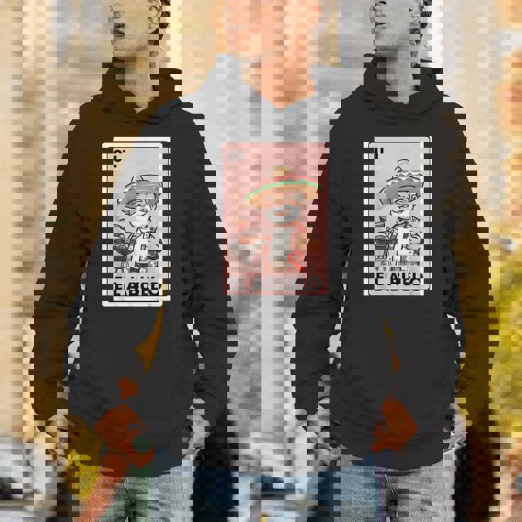 El Abuelo Grilling Grandpa Mexican Bingo Card Hoodie