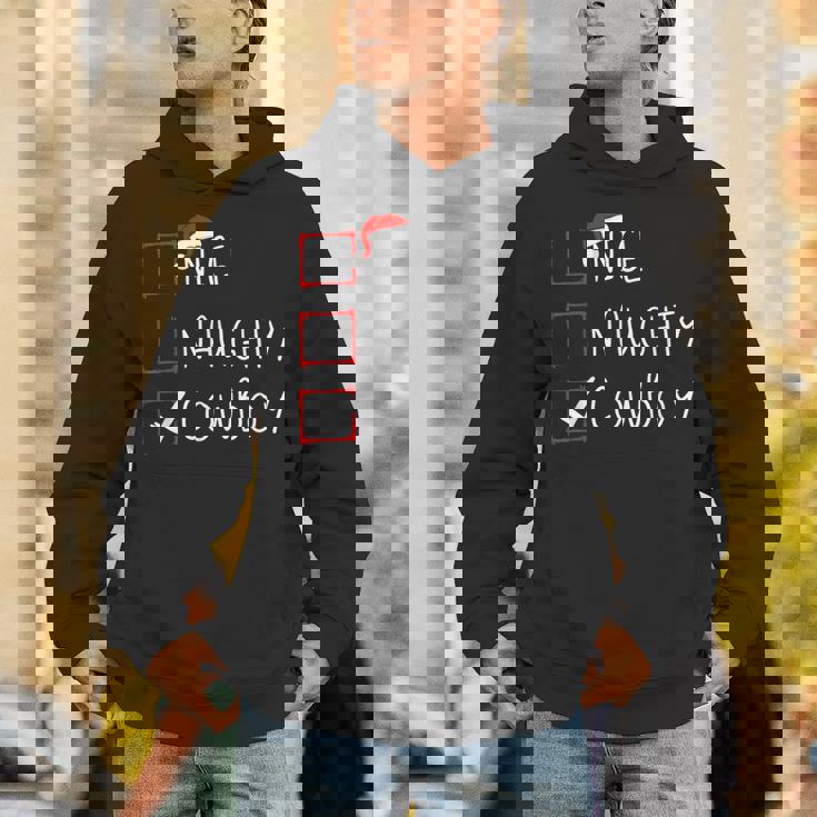 Nice Naughty Cowboy Christmas List Santa Claus Rodeo Xmas Unisex Hoodie
