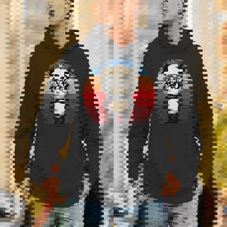 Retro Panda In Sunglasses BBQ Pool Party Panda Unisex Hoodie