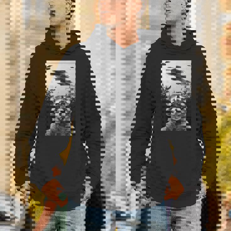 UFO Raccoon Hoodie - Unisex Fun Wear for Sci-Fi Lovers