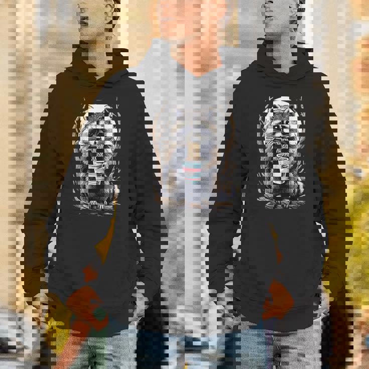 Unisex Hoodie with Raccoon Noodle Cup Design – Fun & Cozy