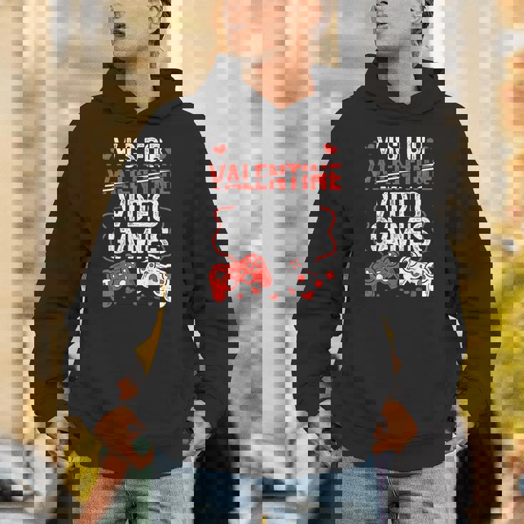 V Is For Video Games Valentine Gamer Valentines Day Boy Hoodie