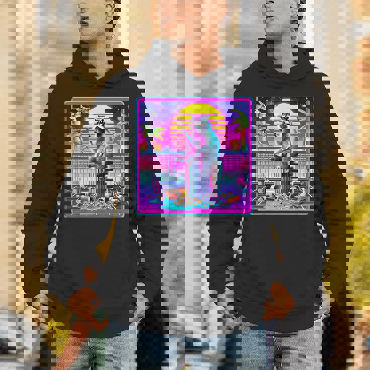 Vaporwave Raccoon Retrowave Synthwave Raccoon Meme Unisex Hoodie