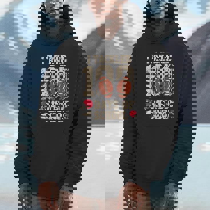 100 Days Of School Boys 100Th Day Of School Football Hoodie
