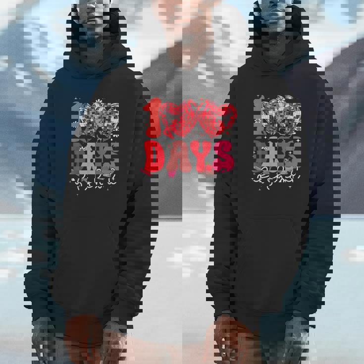 100 Days Of School Retro Disco Hearts 100Th Day Of School Hoodie