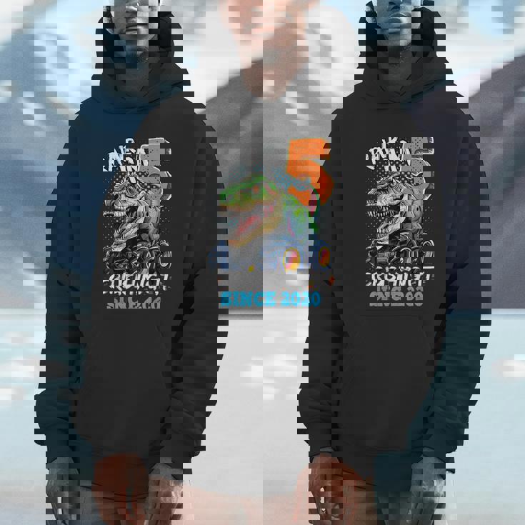 5Th Birthday Monster Truck Dinosaur Party Boys Rawr I'm 5 Hoodie