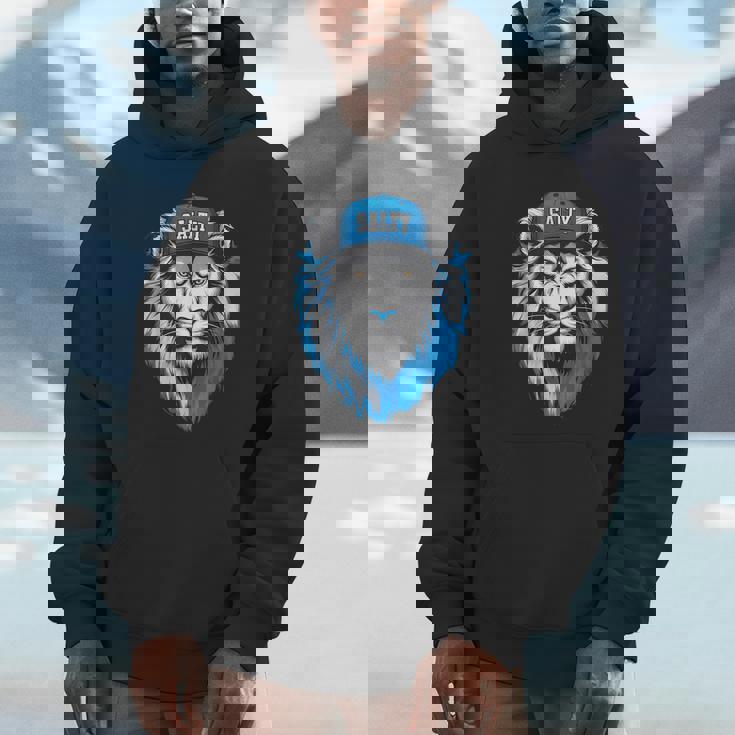 Blue Lions Salty Wearing Hat Salty Cool Lions Strong Lions Hoodie