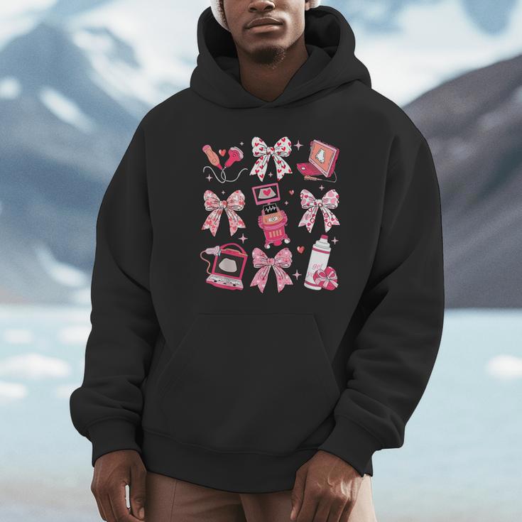 Coquette Bow Sonographer Valentine Ultrasound Tech Ob Tech Hoodie