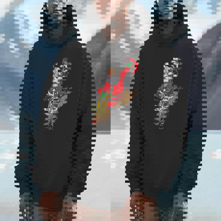 Cowboy Santa Xmas Reindeer Rodeo Christmas In Texas Unisex Hoodie