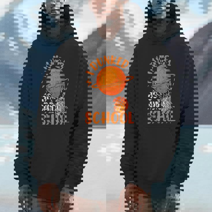 I Dunked 100 Days Of School Basketball 100 Days Smarter Boys Hoodie