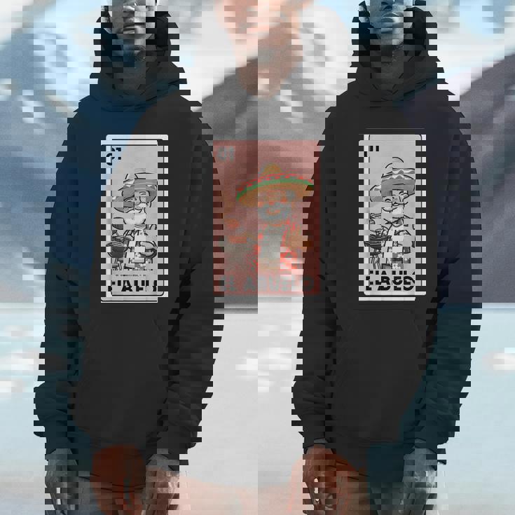 El Abuelo Grilling Grandpa Mexican Bingo Card Hoodie