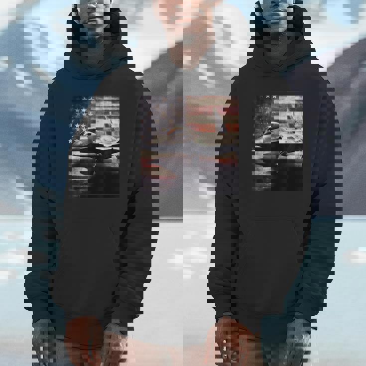 F22 Raptor Jet Fighter Vintage Color Distressed Us Flag Hoodie