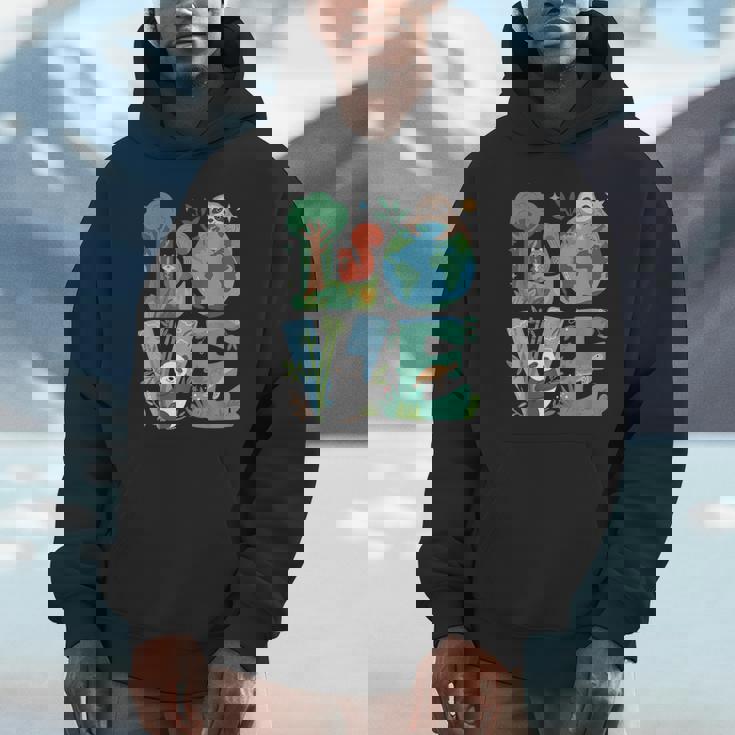 Love Earth Day Planet 2025 Anniversary Environmental Animals Hoodie