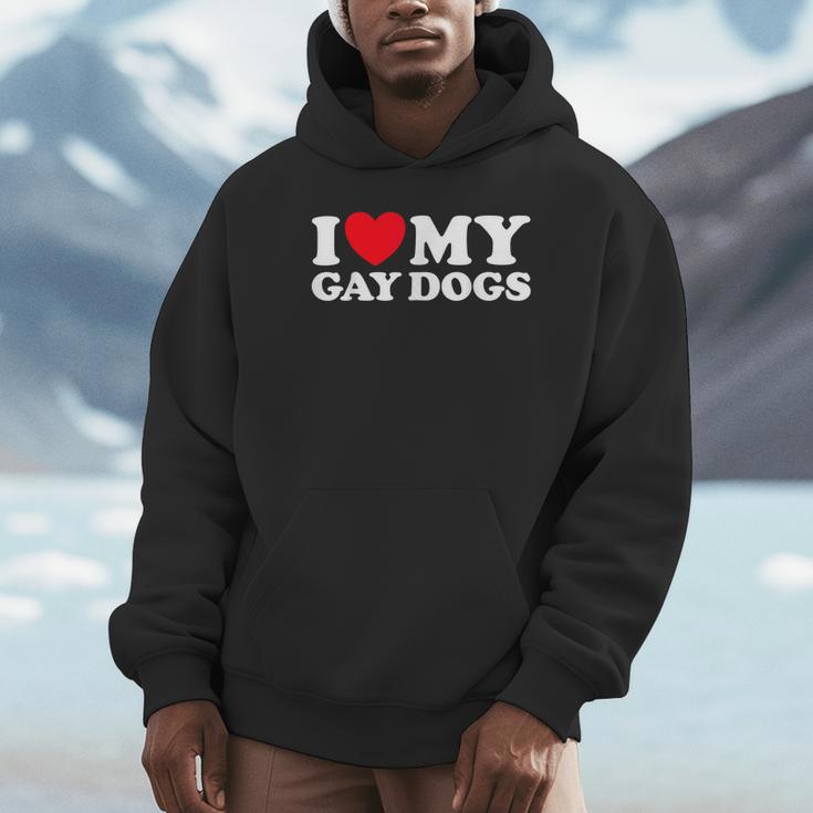 I Love My Gay Dogs Pet Queer Animal Parent Dad Mom Fan Unisex Hoodie