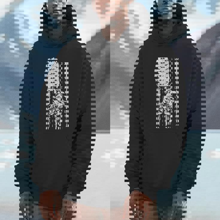 Patriotic Dirt Biking American Flag Rider Motocross Riding Unisex Hoodie