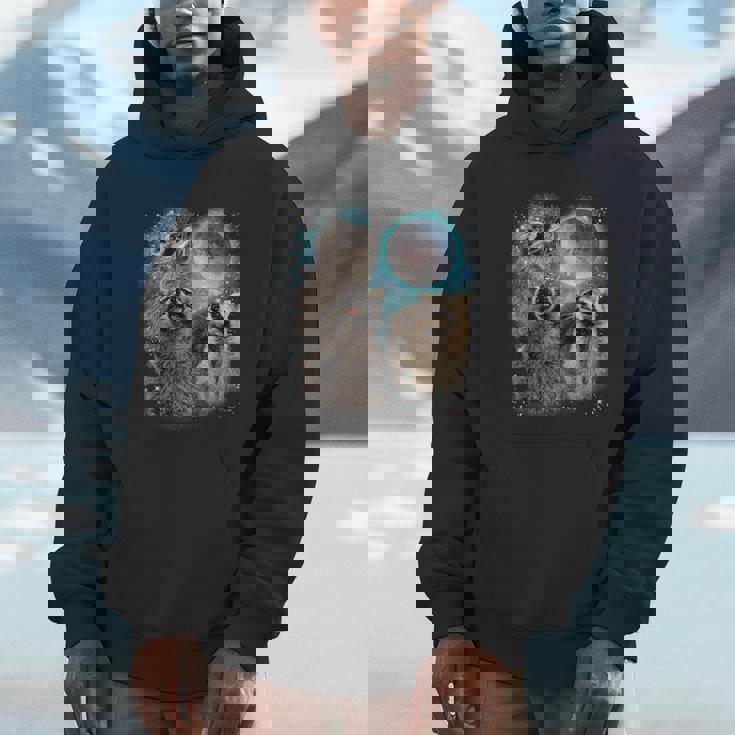 Raccoon Moon Howling Unisex Hoodie – For Men, Women & Kids